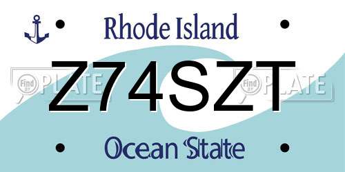 Z74SZT Rhode Island License Plate