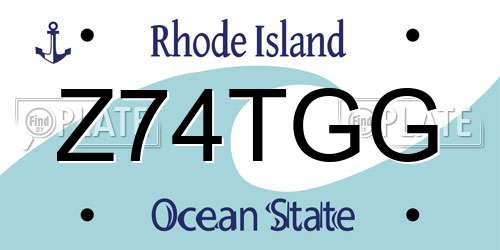 Z74TGG Rhode Island License Plate