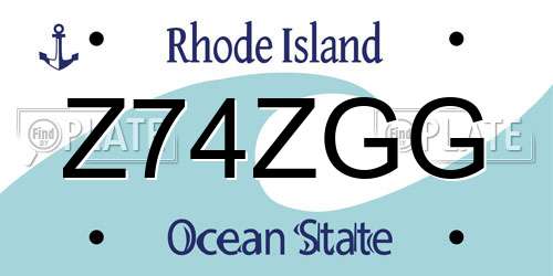 Z74ZGG Rhode Island License Plate