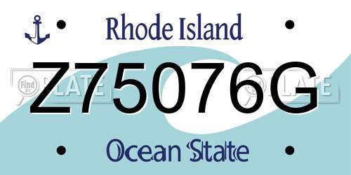 Z75076G Rhode Island License Plate