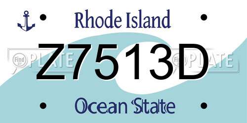 Z7513D Rhode Island License Plate
