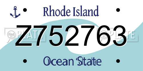 Z752763 Rhode Island License Plate
