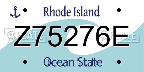 Z75276E Rhode Island License Plate