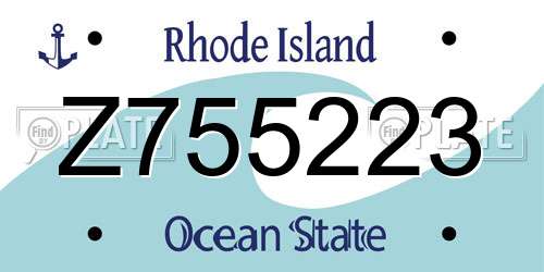 Z755223 Rhode Island License Plate