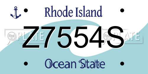Z7554S Rhode Island License Plate