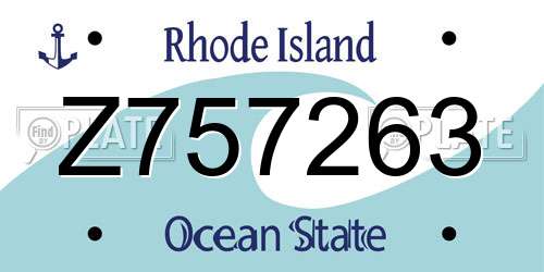 Z757263 Rhode Island License Plate