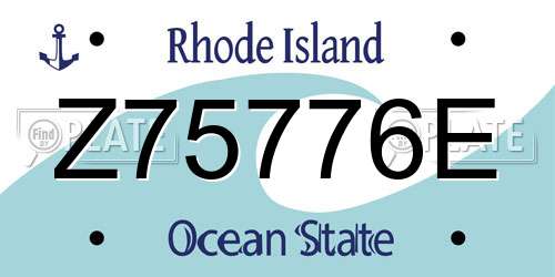 Z75776E Rhode Island License Plate