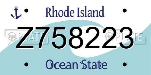 Z758223 Rhode Island License Plate
