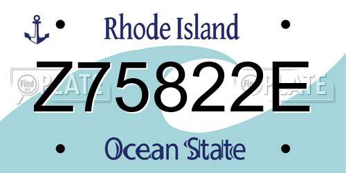Z75822E Rhode Island License Plate