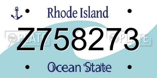 Z758273 Rhode Island License Plate