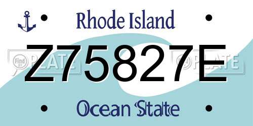 Z75827E Rhode Island License Plate
