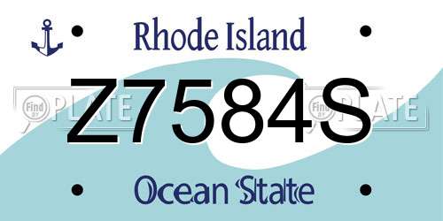 Z7584S Rhode Island License Plate