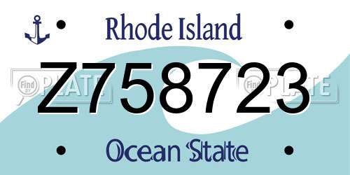 Z758723 Rhode Island License Plate