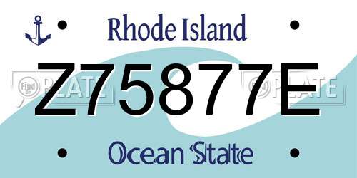 Z75877E Rhode Island License Plate