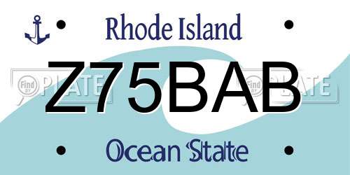 Z75BAB Rhode Island License Plate