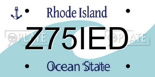 Z75IED Rhode Island License Plate