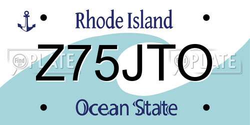 Z75JTO Rhode Island License Plate