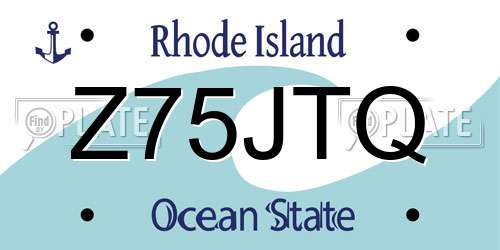 Z75JTQ Rhode Island License Plate