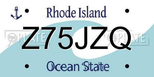 Z75JZQ Rhode Island License Plate