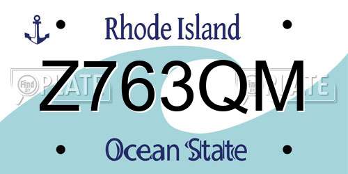 Z763QM Rhode Island License Plate