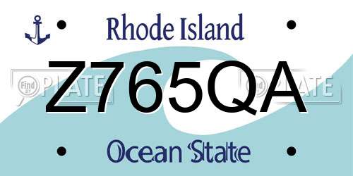 Z765QA Rhode Island License Plate