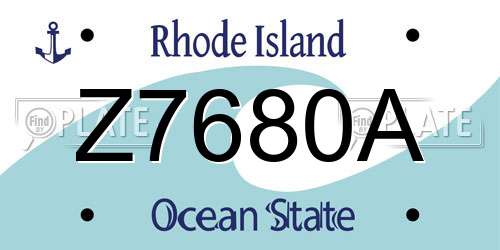 Z7680A Rhode Island License Plate