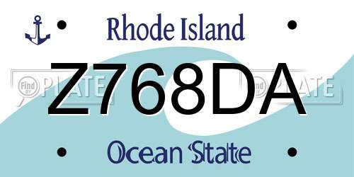 Z768DA Rhode Island License Plate