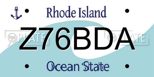 Z76BDA Rhode Island License Plate