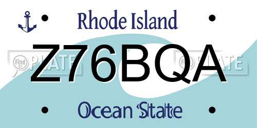 Z76BQA Rhode Island License Plate