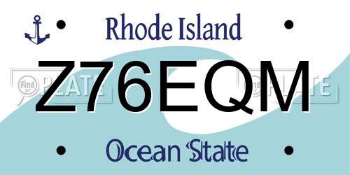 Z76EQM Rhode Island License Plate