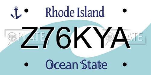 Z76KYA Rhode Island License Plate