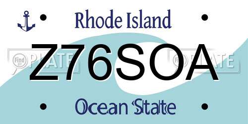 Z76SOA Rhode Island License Plate