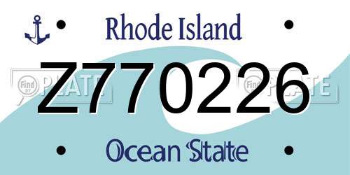Z770226 Rhode Island License Plate