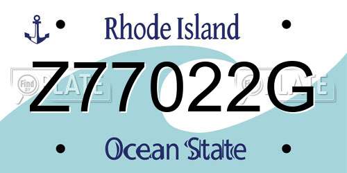 Z77022G Rhode Island License Plate