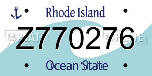 Z770276 Rhode Island License Plate