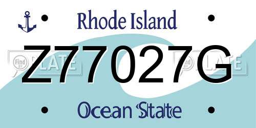 Z77027G Rhode Island License Plate