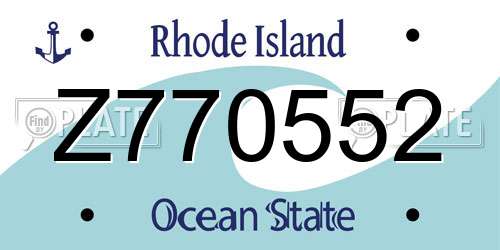Z770552 Rhode Island License Plate