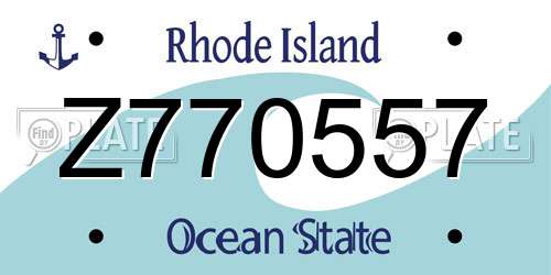 Z770557 Rhode Island License Plate