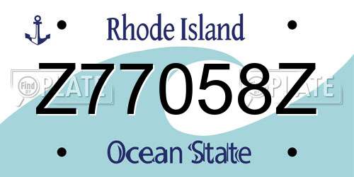 Z77058Z Rhode Island License Plate