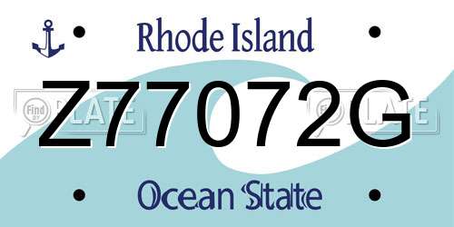 Z77072G Rhode Island License Plate