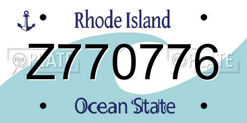 Z770776 Rhode Island License Plate