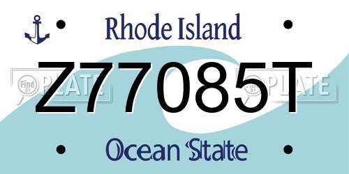 Z77085T Rhode Island License Plate