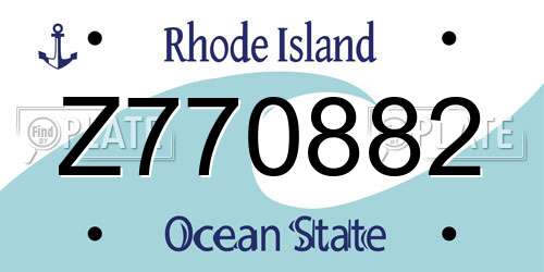 Z770882 Rhode Island License Plate