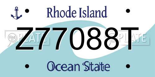Z77088T Rhode Island License Plate