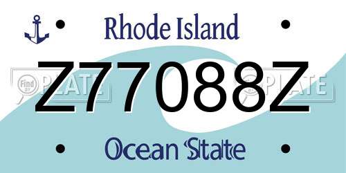 Z77088Z Rhode Island License Plate