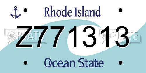 Z771313 Rhode Island License Plate