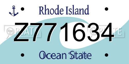 Z771634 Rhode Island License Plate