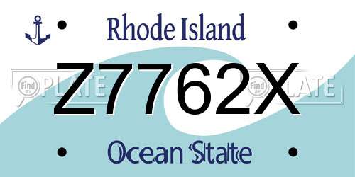 Z7762X Rhode Island License Plate