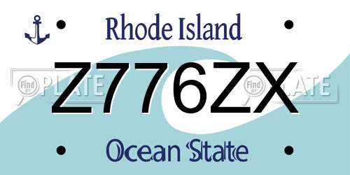 Z776ZX Rhode Island License Plate