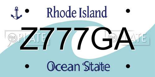 Z777GA Rhode Island License Plate